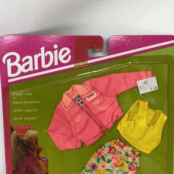 1992 Barbie Bongo Fashion Pink Jacket Yellow Top Floral Skirt Shoes NEW on board - Picture 2 of 7